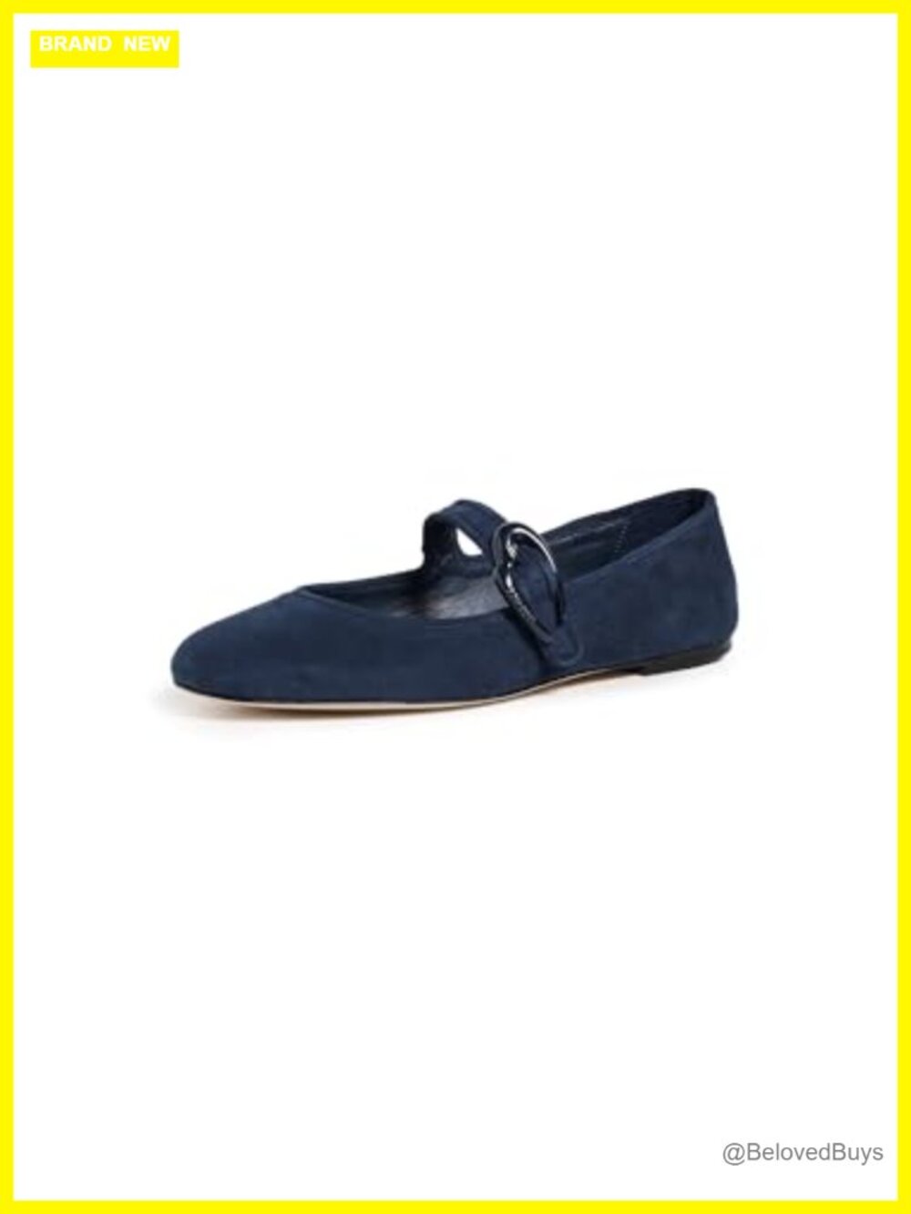 Suede Ballet Flats with Buckle Vamp Strap and Cushioned Footbed